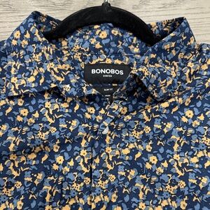 Bonobos Men's Navy and Yellow Floral Shirt